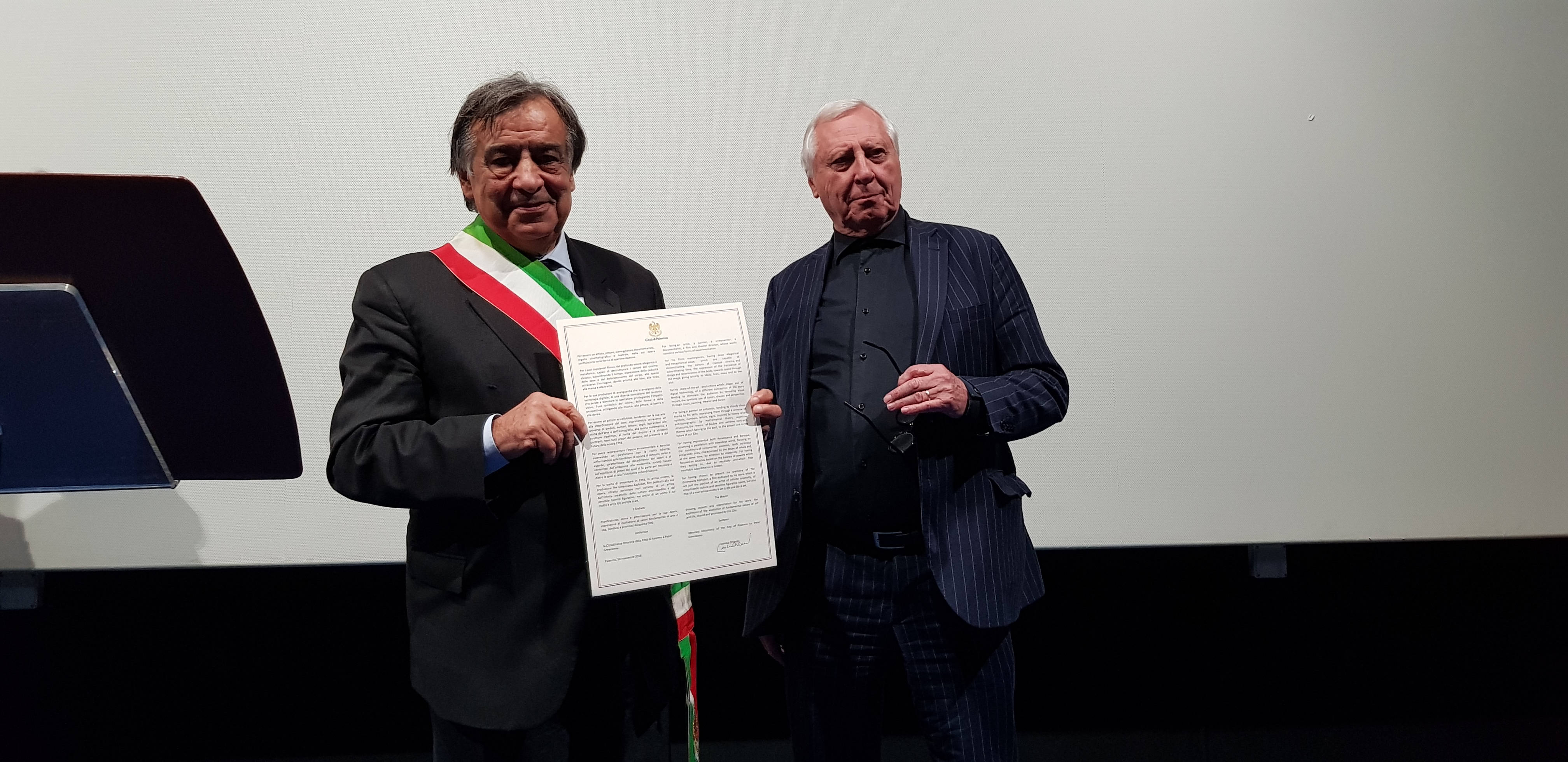 Cittadinanza onoraria a Peter Greenaway