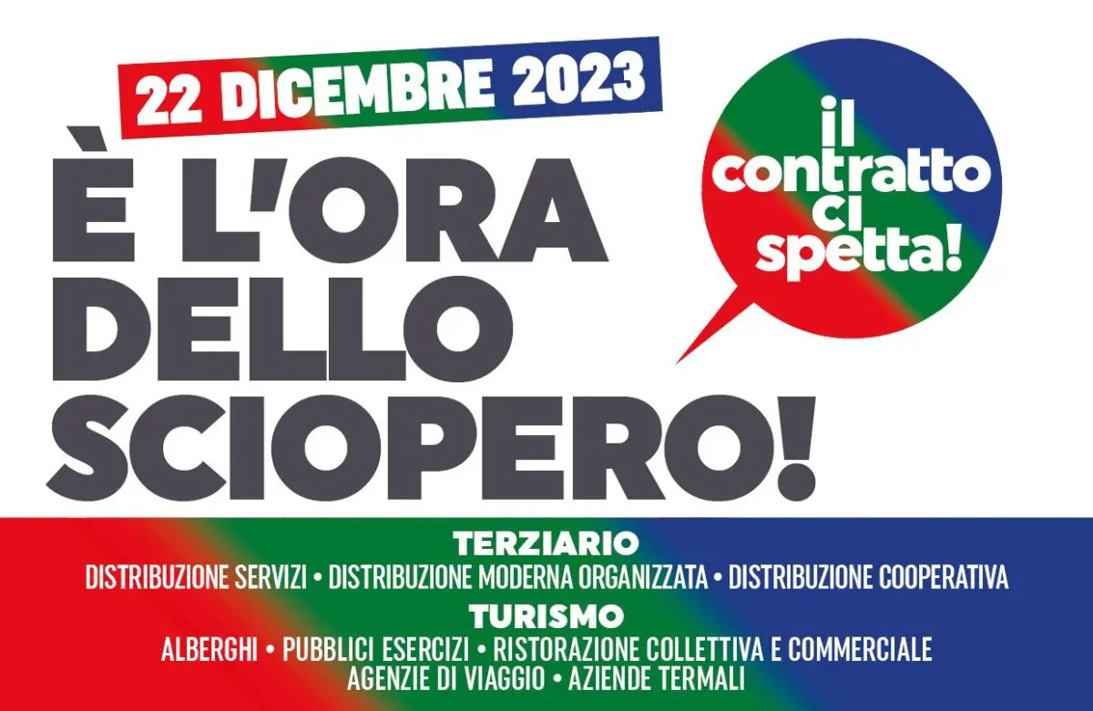 22 dicembre scioperano lavoratori del Terziario, Commercio e Turismo