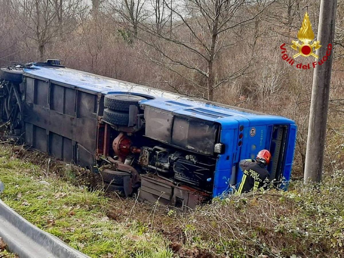 Pullman finisce fuori strada nel potentino, nessun ferito grave