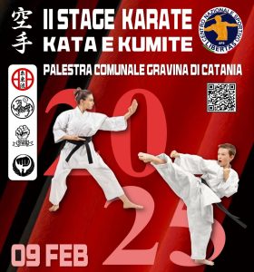 Locandina - Il 9 febbraio 2025 stage karate a Gravina di Catania