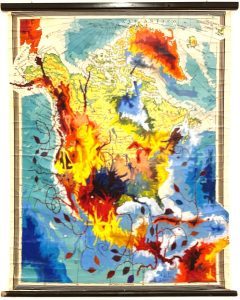 7_Alfonso Leto, cartofania (n.5) 2001, olio su carta geografica telata. 150x100 cm.